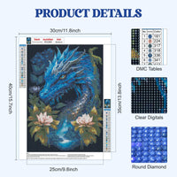 4 x Brand New RICUVED Dragon Diamond Painting Kits, Animal 5D Diamond Painting Kits for Adults Round Diamonds Dragon Diamond Painting Kits Crystal Diamond Art Kits for Home Decor 30x40cm - RRP €76.8