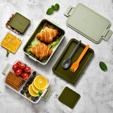 1 x RAW Customer Returns linoroso Lunch Box Adult Lunch Box with 3 Compartments Bento Box with Sauce Container and Crockery Lunch Box for Microwave and Dishwasher Plastic BPA-Free As Breakfast Box Salad Box - Mint Green - RRP €30.2