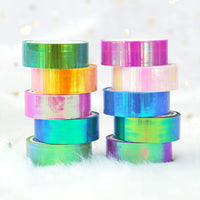 1 x RAW Customer Returns CGLRybO 10 Rolls Washi Tape Set, Bright Holographic Color Masking Tape Rainbow Paper Tapes for Bullet Journals, Scrapbooking Craft Supplies, DIY 10 Rolls Iridescent Film  - RRP €8.58