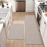 1 x RAW Customer Returns DEXI kitchen runners non-slip 2 pieces, washable kitchen rug, high-quality kitchen mats, carpet runner hallway for kitchen, terrace and living room, 43.5x75CM 43.5x200CM, beige  - RRP €59.0