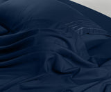 1 x RAW Customer Returns Utopia Bedding 4 Piece Embroidered Sheet Set 135x190 - Polyester Microfiber - Fitted Sheet with Storage Pockets, Flat Sheet and 2 Embroidered Pillowcases Double Queen and a Half, Navy Blue  - RRP €18.68