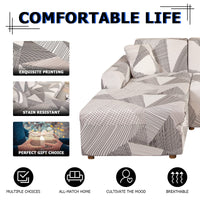 1 x RAW Customer Returns Lydevo Sofa Cover Corner Sofa L Shape Sofa Throws Stretch Sofa Cover L Shape Right or Left with Two Pillowcases Washable Universal Couch Cover L Shape Sofa Cover L Shape 1 Seater 2 Seater, White Line  - RRP €48.99