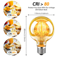 1 x RAW Customer Returns WEDNA E27 LED Vintage Light Bulb, 6W G80 LED Lamp, Retro Antique Bulb, 2700K Warm White, 700lm, Not Dimmable, Amber Glass Decorative Edison Bulbs and Retro Lighting - Pack of 4 - RRP €24.99