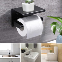 1 x RAW Customer Returns Sunvito toilet paper holder without drilling, toilet paper holder with shelf, self-adhesive toilet roll holder, SUS304 stainless steel toilet paper holder, wall-mounted roll holder for bathroom, toilet, kitchen - RRP €11.28