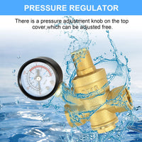 1 x RAW Customer Returns Pressure reducer water 1 2 inch DN15 with pressure gauge, made of 100 high hardness brass, adjustable pressure reducer for water pressure relief valve water pressure reducer, water pressure reducer boiler - RRP €19.67