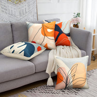 5 x Brand New Cushion Cover 45 x 45 cm Boho Abstract Leaf Pillowcase Geometric Pattern Cushion Cover Modern Sofa Linen Decorative Cushion Cover Set of 4 for Home Living Room Bedroom Bed Office - RRP €96.0