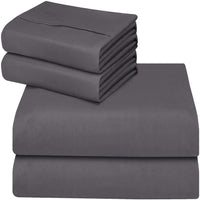 1 x RAW Customer Returns Utopia Bedding - Bed Sheet Set 180x200-4 Pieces - Brushed Microfibre Polyester - Fitted Sheet, Flat Sheet and 2 Pillowcases Grey, Super King Double  - RRP €22.57