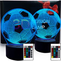 1 x RAW Customer Returns XVZ Football Gifts Boys, Pack of 2 Football 3D Night Light Children s Optical Illusion Lamp 16 Colors with Remote Control for Boys Girls for His Birthday Easter Gifts - RRP €19.15