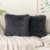 1 x RAW Customer Returns MIULEE Set of 2 Cushion Covers Artificial Fur Sofa Cushions Decorative Throw Pillows Cuddly Pillows Plush Pillows Cozy Couch Cushions Super Soft Pillows Fluffy Cushion Cover for Sofa 60 x 60 cm Blue Grey - RRP €20.66