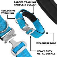 4 x Brand New Black Rhino - Tactical Dog Collar, Ultra Soft Neoprene Padded for Medium and Large Dogs Heavy Duty Metal Buckle Padded Handle for Dog Training XL, Sport Blue  - RRP €91.96