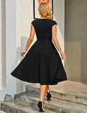 1 x RAW Customer Returns DRESSTELLS dress for wedding guests rockabilly dress knee length vintage retro dresses pleated skirt midi cocktail dress black XL - RRP €42.99