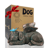 1 x RAW Customer Returns Yeomoo Dog Angel Solar Garden Decoration Figures for Outdoors with Buttfly - Weatherproof Animal Statue Balcony Decoration, Sleeping Puppy Solar Powered Figure Grave Decoration Tombstone, Gifts for Women Mom Copper - RRP €36.99