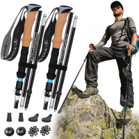 1 x RAW Customer Returns TOMSHOO Hiking Poles Foldable, Ultralight Carbon 7075 Aluminum Walking Poles Trekking Poles with Cork Handle or Eva Handle, Terrain Accessories, Hiking Stick Adjustable, Color Blue - RRP €31.99