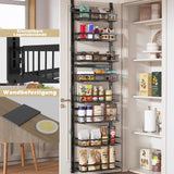 1 x RAW Customer Returns UMDONX door shelf, hanging organizer on the door, door shelf kitchen organizer, with 8 adjustable levels, hanging storage for household utensils for bathroom, kitchen - black 8 levels  - RRP €48.4