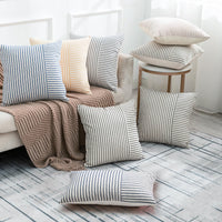 1 x RAW Customer Returns YCOLL set of 2 cushion covers 30 x 50 cotton linen cushion cover sofa cushion stripes decorative cushion boho decorative cushion covers decorative cushion covers for sofa living room bedroom outdoor cushion khaki - RRP €15.73