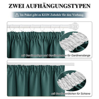 1 x RAW Customer Returns PONY DANCE thermal curtain, cold protection, ruffle tape curtains, opaque set of 2, H 160 x W 140 cm, bedroom curtains, dark green, opaque curtain, heat-insulating blackout curtain - RRP €30.2