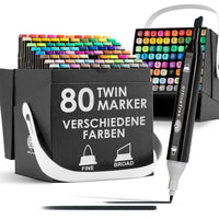 1 x RAW Customer Returns OfficeTree 80s alcohol marker set - felt-tip pens for adults with pen box - marker pen set with color codes - alcohol pens for drawing and painting - twin markers also as manga pens - RRP €25.21