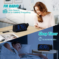 1 x RAW Customer Returns Mesqool Projection Alarm Clock Radio, with 5 Level Dimmer, Weekday Weekend Mode, 2 Alarms, FM, Snooze, Temperature, Humidity, Night Light, USB Type-C Charger - RRP €28.99