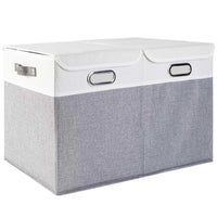 2 x RAW Customer Returns Febzoce Storage Boxes with Lids, Extra Large Storage Baskets for Shelves, Foldable Fabric Storage Baskets Organizer for Home and Office, Light Gray and White, 55 x 32 x 36 cm, 1 Pack - RRP €34.28