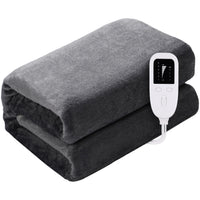 1 x RAW Customer Returns Dametay electric blanket with automatic switch-off 160x130cm electric blanket with 6 temperature settings Electric heated underblanket Fast heating Auto-off timer Overheating protection Washable flannel gray - RRP €20.16