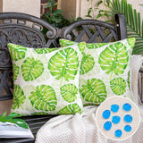 1 x Brand New Inhobbok Set of 2 Cushion Covers 45x45 Green Monstera Leaf Spring Summer Waterproof Decorative Pillowcase Lightweight Flat Green Tropical Plants for Garden Sofa Outdoor Living Room - RRP €20.4