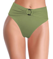 1 x RAW Customer Returns SHEKINI Women s Bikini Bottoms High Waist Stylish Design Tummy Control Swimming Shorts Abdominal Control Retro Swimming Trunks M, Green  - RRP €19.26