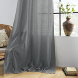 1 x RAW Customer Returns CUCRAF linen window curtain bistro curtain kitchen curtains set of 2 H 60 x W 90 grey semi-transparent blinds curtains window curtains curtain scarf - RRP €17.14