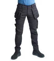 1 x RAW Customer Returns Bitco BTC16B Stretch Full Black Work Pants Cordura Reinforced Water and Oil Resistant Cotton Polyester Elastane Flexible Utility Pockets Knee Pockets Cell Phone Pocket - RRP €105.43