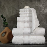 1 x RAW Customer Returns JAQAAR 8-piece towel set made of 100 cotton, OEKO Tex tested, 550 GSM very soft and super absorbent, 2 bath towels, 2 hand towels, 4 guest towels color white . - RRP €44.99