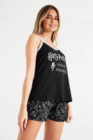 1 x RAW Customer Returns Harry Potter Women s Short Pajama Set Pajamas Women Teenagers with Cami Top and Sleep Shorts Loungewear Cotton Gifts S-XL Black, XL  - RRP €19.16