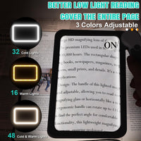 1 x RAW Customer Returns NZQXJXZ Magnifying Glass with Light, Reading Magnifier with Light for Seniors Large,  with 48 Ultra-Bright Lights and 3 Color Light Modes, Folding Handheld Magnifier, Ideal for Reading, Books, Work, Poor Vision - RRP €18.99