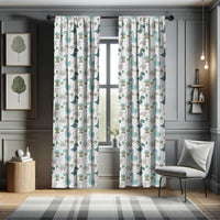 1 x RAW Customer Returns ABAKUHAUS Childish Curtains, Drapes, Smiling Baby Dinosaur, Window Treatments for Living Room Bedroom Decor, 2 Panels 30 w x 88 h, White Seafoam Light Gray - RRP €25.49