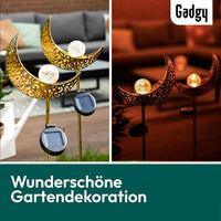 3 x Brand New Gadgy Set of 2 Solar Garden Lights Decorative Moonlight Metal Material IP65 Waterproof - RRP €90.72