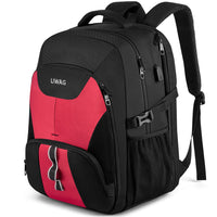 1 x RAW Customer Returns Extra Large Backpack Women s 50L Waterproof 17 Inch Laptop Bag Work Laptop Backpack with USB Charging Port Anti Theft Business Travel School Backpack for Women Girls Teenagers Red - RRP €40.43