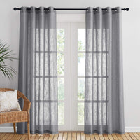 1 x RAW Customer Returns PONY DANCE Modern Bedroom Curtain Living Room Curtains with Rings Indoor Curtains Semi-transparent Curtains with Linen Effect Dark Gray Curtains 2 Panels W 132 x H 210 CM - RRP €26.95