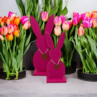 6 x Brand New MIJOMA Set of decorative bunnies, Easter bunny made of felt as a silhouette for standing up, Easter decoration felt bunny, 2 pieces - 15 and 20 cm gray  - RRP €59.88