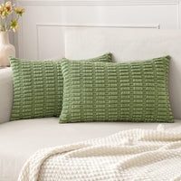 1 x Brand New MIULEE Corduroy Cushion Covers for Sofa Pillowcases Bedroom Decorative Cushion Covers Sofa Bed Home Cafe 30X50cm 2 Pieces Green - RRP €22.8