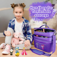 5 x Brand New Triple music box bag children s luggage plenty of space for Toniebox figures Tigerbox transport foil listening figures music boxes music cube charger headphones accessories adjustable inner compartments purple leather  - RRP €99.95