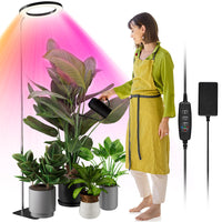 1 x RAW Customer Returns YUYMIKA 160 LED 20W Full Spectrum 10 Inch Plant Light, 360 Gooseneck Round Grow Light, Euro Plug, 3 9 12 Automatic Timer, 11.8-59 Inch Telescopic Pole,For Garden Plants - RRP €29.99