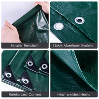 1 x RAW Customer Returns GZBtech tarpaulin fabric tarpaulin waterproof 4x6m 150g m , waterproof protective tarpaulin with eyelets, PE tarpaulin cover film for pool wood garden furniture car boat, UV-stabilized tear-resistant, green - RRP €39.99