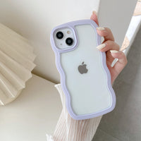 1 x RAW Customer Returns QLTYPRI Compatible with iPhone 15 6.1 inch Case, iPhone 15 Transparent Case Aesthetic Curly Cell Phone Case Women Girls Cute Waves Design Silicone TPU Bumper Protective Case - Purple - RRP €21.6