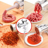 1 x RAW Customer Returns Meat grinder stainless steel manual sausage filler manual meat grinder disc shredder with sausage filler attachment and 2 perforated discs - RRP €16.13