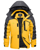 1 x RAW Customer Returns KEFITEVD Winter Fleece Rain Jackets for Men Thermal Jackets Climbing Ski Coats with Multiple Pockets,Yellow Grey,S - RRP €78.13