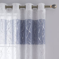 9 x Brand New CAROMIO Sheer Curtains, Linen Textured Window Eyelet Voile Curtain Semi-Transparent Window Treatment Set of 2 Navy Blue Curtains, for Patio Bedroom Living Room 132 X 183 cm - RRP €172.8