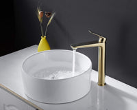 1 x RAW Customer Returns Bathroom Faucet - Bathroom Faucet, Gold Brushed, Single-Lever Basin Mixer with High Spout - RRP €77.64