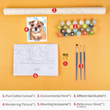 1 x Brand New TISHIRON DIY Oil Painting Set Dog Love Painting by Numbers for Adults Beginners and Children with Brushes Crafts for Living Room Children s Gift Bulldog with Heart-shaped Glasses 16 x 20 Inches - RRP €20.4