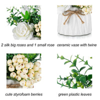 1 x RAW Customer Returns BLOSMON artificial flowers in pot decoration 2 pieces mini white artificial roses artificial flowers with vase for table decoration living room home decoration fake flower plants bedroom wedding party office decor - RRP €24.94