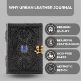 1 x RAW Customer Returns Urban Leather Celtic Triple Moon Journal, Black Book of Shadows, Gothic Grimoire for Wicca Men and Women, Vintage Sketchbook, Unlined Blank Pages - RRP €20.56