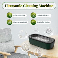 1 x RAW Customer Returns Ultrasonic Glasses Cleaner, 300ml Glasses Cleaning Device with 4 Mode Settings 40KHz, Professional Ultrasonic Cleaner for Jewelry, Glasses, Watches, Rings, Necklaces, Razors, Green - RRP €37.99