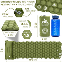 1 x RAW Customer Returns TRINORDIC Ultralight Inflatable Camping Sleeping Mat with Pillow, Inflatable Sleeping Mat with Space Saving Comfort, Durable, Lightweight Camping Equipment for Outdoor Travel Adventures - RRP €40.56